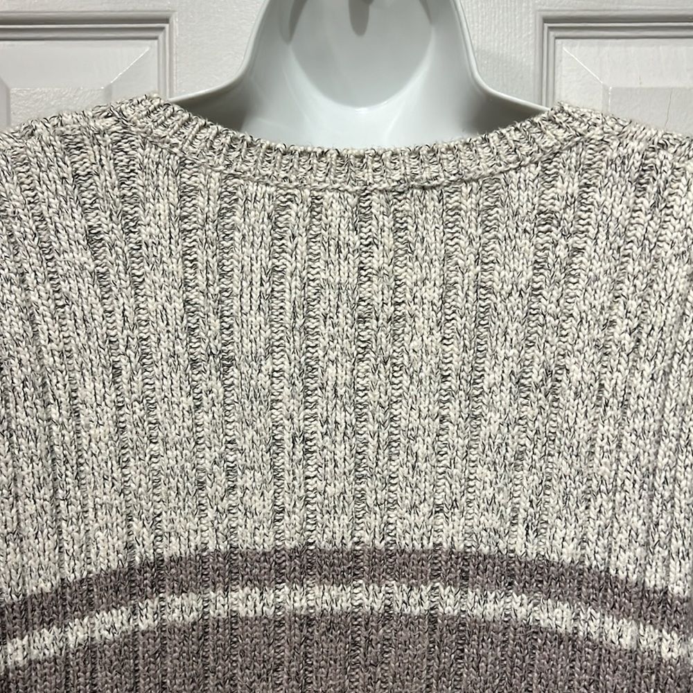 Roots Cream/Taupe Cotton V-Neck Long‎ Sleeve Sweater Size M - Picture 7 of 9